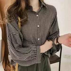 [샵앤] 여성 세미오피스 핏 예쁜 잔체크 셔츠 블라우스 WDMS-WBL-TS11976601