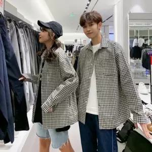 [샵앤] 여성 간절기 남녀공용 핏예쁜 체크 루즈핏 셔츠 WDMS-WBL-TS11959899