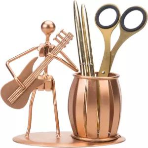 책상용 마이 기프트 펜 홀더 기타 디자인의 장식용 연필 컵 남성용 액세서리 및 장식 건메탈 그레이 메탈