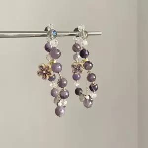 [디자이너몰][sale] 여성 퍼플 큐빅 클로버 자수정 펜던트 팔찌