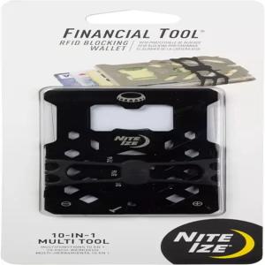 나이트 즈 금융 도구 RFID 차단 지갑 - 스테인리스 스틸 10-in-1 듀얼 플레이트 멀티 툴 스크래퍼 병따개