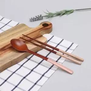 로즈우드옻칠투톤수저세트(핑크)우드숟가락