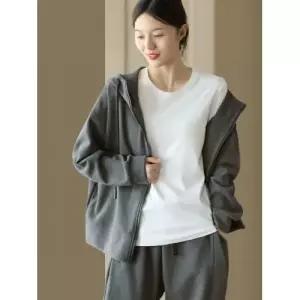 가을 빈티지 캐주얼 카의류 가디건 스포츠 여성가디건 루즈지퍼 아우터 집업 후드 OOTD3