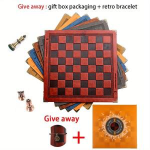 33CM/13Inch PU 가죽 체스판 독특한 디자인 휴대용 보드 게임 액세서리 금속 코너 가드 선물 상자 포장
