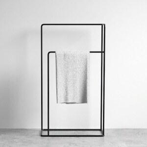 스탠드 수건걸이 거치대 철제 타올거치대 무타공 화장실 블랙