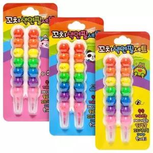 꼬치색연필 무지개색연필 18개 꼬치색연필세트 조립색연필