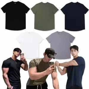 [모로엠] 남성 머슬핏 코튼 반팔 티셔츠 ON-TSH-QWFMO0UD