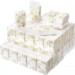 Geeee 100개 꽃 여행 티슈 팩 작은 개인용 얼굴 포켓 3겹 귀여운 개별 결혼식 파티 선물