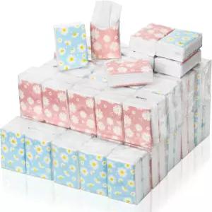 결혼식 장례식 신부 샤워 가정 필수품을 위한 Outus 100 팩 800장 작은 여행 포켓 티슈 3겹 사이즈 개별