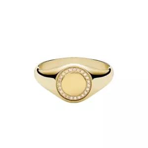 Life Jewelry 지르콘 헤일로 시그넷 골드 도금 925 스털링 실버 반지 여성용, 순은, 큐빅 지르코니아