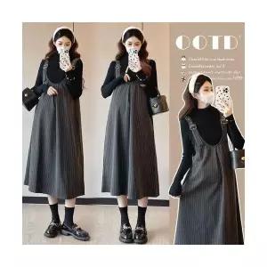 여성 스커트 모직 정장 +스웨터 미디엄 임부 데일룩 빅사이즈 멜빵 DAOL4