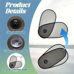 1개 차량 측면 차양 텔레스코픽 디자인  열 차단 선블록 시야 없음 여행/가정/차량용