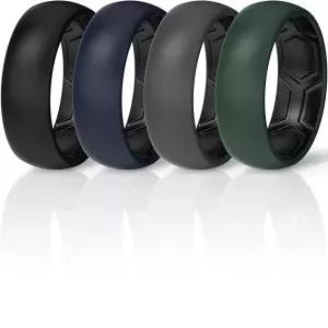 ThunderFit 남성용 패턴 실리콘 링, 8mm 너비 2.2mm 두꺼운 고무 밴드, 버라이어티 멀티팩 1, 4, 7, 5.5-6