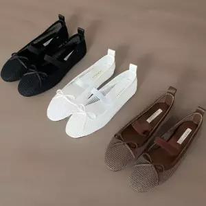 [신상오픈런]여성 독특한 메쉬 리본 플랫슈즈 (34325879)