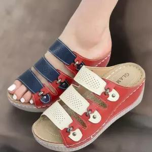 [신상오픈런]여성 다채로운 메탈 펀칭 오픈토 슬링백 샌들 (34321996)