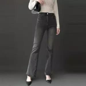 [신상오픈런]여성 심플 워싱 히든밴딩 반하이 세미부츠컷 청바지 (42238917)