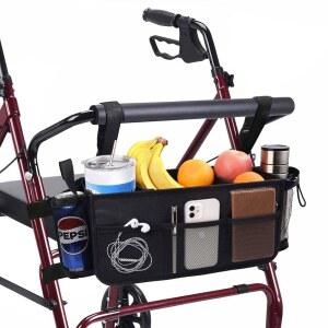 헤이마일크, 대용량, 뒤집히지 않고 사용하기 쉬운 노인을 위한 컵 홀더가 있는 업그레이드된 롤레이터 바구니 접이식 워커 보관 가방, 가족을 최고의 선물