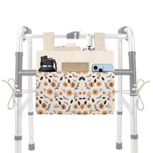 워커 가방, 노인용 컵 홀더가 있는 접이식 워커용 핸디 바구니, 액세서리 보관 가방 정리함 유니버설 핏, 휠체어, 유모차, 스쿠터, 롤레이터