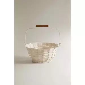 [ZARA] 자라 손잡이가 달린 나무 바구니 - 크림 3579241
