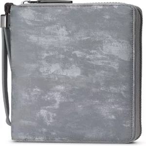 베이지 여성 RFID 차단 지갑 가죽 지퍼 어라운드 폰 클러치 대용량 여행 손목시계