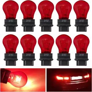 Wevdn 10PCS 자동차 브레이크 전구 3157 방수 마이크로 쿼츠 유리 이중 와이어 교체 12V 21/5W 차량 360°