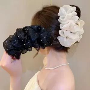 집게핀 쉬폰리본집게핀 예쁜 빅리본핀 머리핀 헤어집게 주름 숱많은머리집게핀