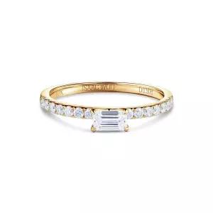 ISAAC WOLF 0.50 캐럿 10k 골드 발라드 이스트 웨스트 에메랄드 컷 모이사나이트 반지, 메탈 보석,