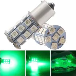 카 테일 백업용 Qasimled DC 12V 그린 P21W 1156 BA15S 27SMD 5050 LED 램프 교체용 전구 2X