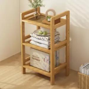 다용도 원목 수납 선반 2단 3단 우드 주방 선반장