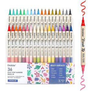 그래비 72 컬러 아크릴 페인트 마커, 듀얼 팁 나무, 패브릭, 캔버스, 유리, 돌, 암벽화 및 DIY 공예용 소프트 브러시 펜, 미술 용품