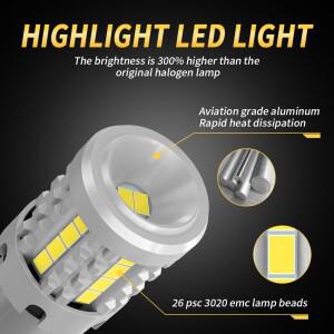 2PCS BA15S P21W LED 하이퍼 플래시 없음 T20 7440 1156 전구 자동차 방향 지시등 브레이크 램프 앰버 옐