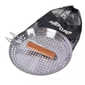 프리폼 스텐 타공 프라이팬 접이식손잡이 석쇠구이 팬