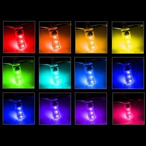 2pcs T10 W5W LED 자동차 빛 전구 RGB 배터리 6SMD5050 12V 1.32W 신호 램프 독서 웨지