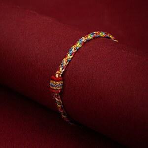 행운 부적 불교 팔찌 19CM 염주 수제 손뜨개 핸드메이드 오색실