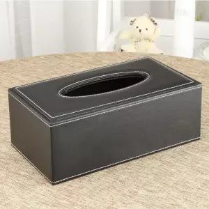 고급스러운 가죽 사각 티슈 휴지 케이스 블랙