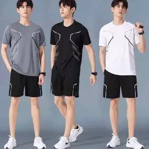 [모로엠] 남성 트레이닝 반팔 반바지 세트 여름 운동복 ON-PTH-QWFMQVQH