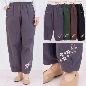 엄마옷 마미소 흰꽃 자수 면 항아리 바지 간절기 할머니 빅사이즈 40 70 마담 중년 여성 옷