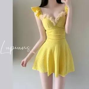 여자 원피스 원피스수영복 드로즈형 슬림핏 수영복 볼륨업 가슴 크림색 원픽1