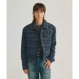 엘무드 LMOOD 호크 트위드 트러커 자켓 블루진 L25FWJK010 417941