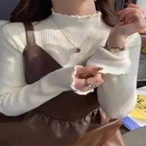 여성 옐로우 니트 추동 이너 기모 반 폴라 SPO마켓1