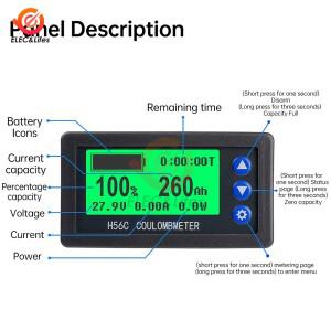 다기능 무선 적산계, LCD 백라이트 디스플레이, 배터리 용량 테스터, 전류계 전압계, DC 100V, 20A, 100A