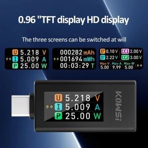 KWS-1902L Type-C USB 테스터 디지털 디스플레이 전압 전류 전력계 DC 4-30V 0-8A 전원 끄기 저장 전화 충