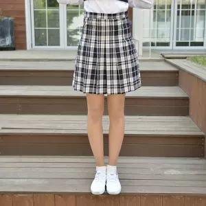 교복몰 백합주름치마 핑크체크 주름 교복치마 교복 rLL9+9Cml