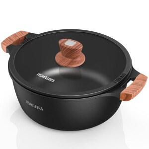 ITSMILERS 논스틱 스톡 포트, 6.5 Qt 우아한 알루미늄 세라믹 카세롤, 부은 스파우트 뚜껑, 인덕션 바닥