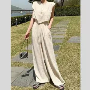 [바이어스]투피스  나시 블라우스 일자 밴딩 슬랙스 세트 룩 (18136840A)