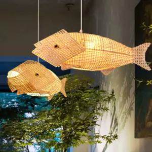 라탄 물고기 조명 일식집 오마카세 천장