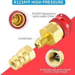 R1234YF 퀵 커플러, - R134a 어댑터, AC 충전용 하이 로우 사이드 커넥터 변환 키트