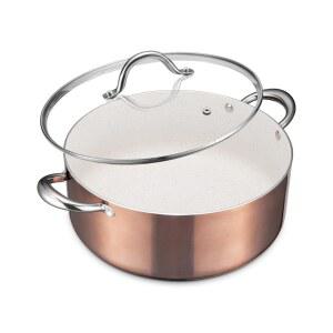 뚜껑이 있는 BEZIA 대형 8쿼터 논스틱 쿠킹 포트, 인덕션 스톡 모든 스토브용 수프 무독성 및 오븐 안전, PFOA PFAS 프리, 골든