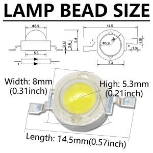 50개 1W 3W 고성능 LED 발광 다이오드 칩 SMD 스포트라이트 통 조명용 흰색 노란색 따뜻한/중성/차가운