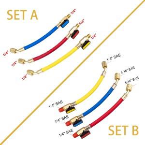 SAE 충전 호스 및 볼 밸브 세트, AC HVAC 유지 보수 에어컨 냉동 도구, R134A R410a R22 R12, 1/4 인치